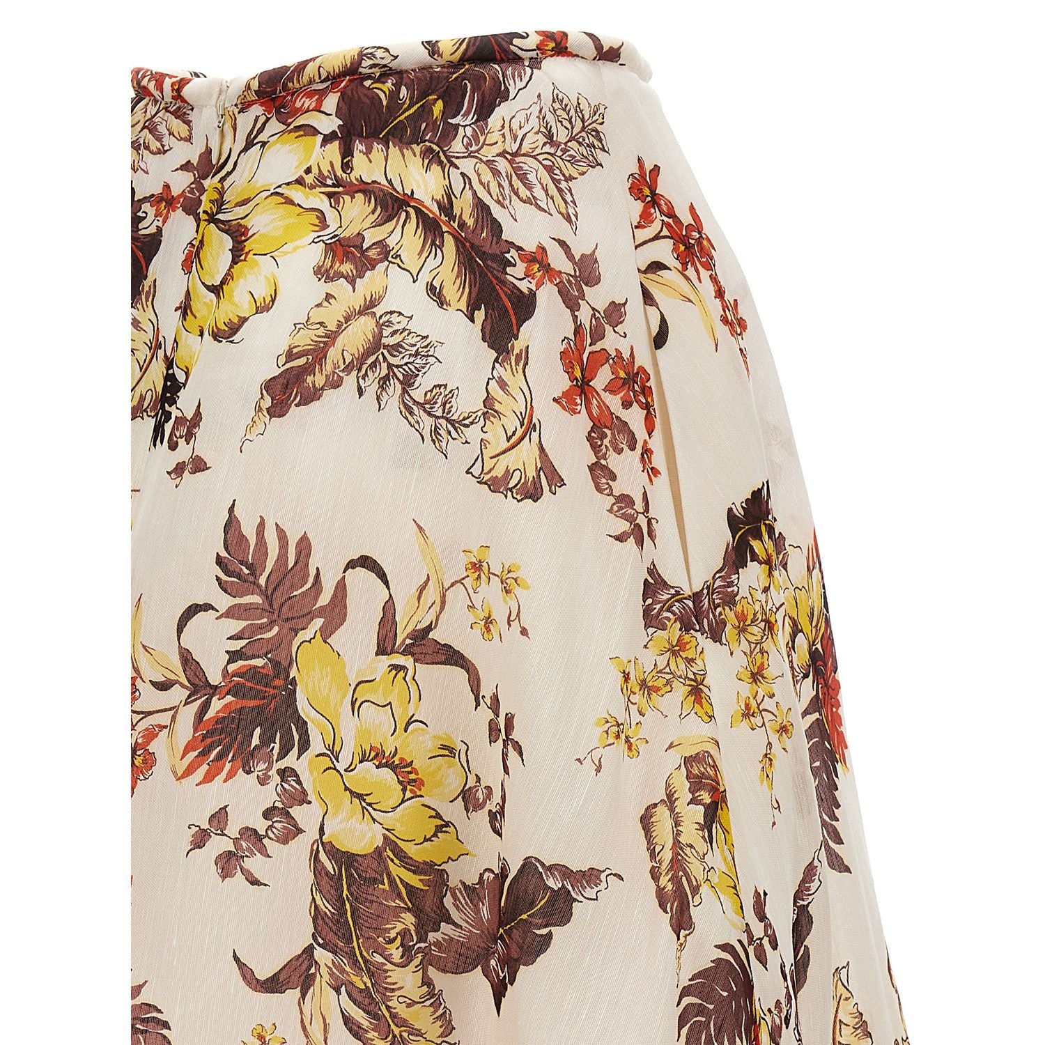 Zimmermann Multicolor Linen Midi Skirt