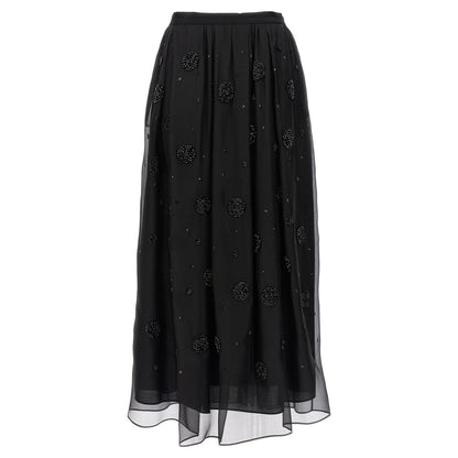 Max Mara Black Silk Midi Skirt