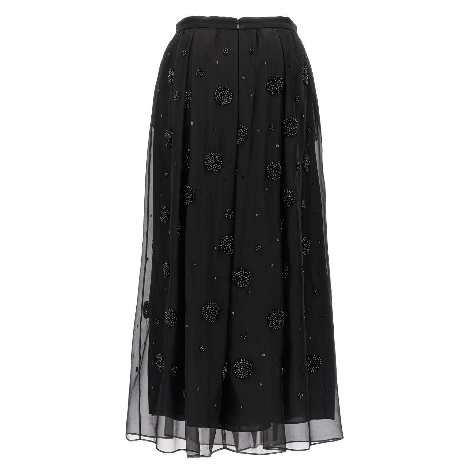 Max Mara Black Silk Midi Skirt