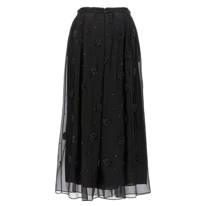 Max Mara Black Silk Midi Skirt