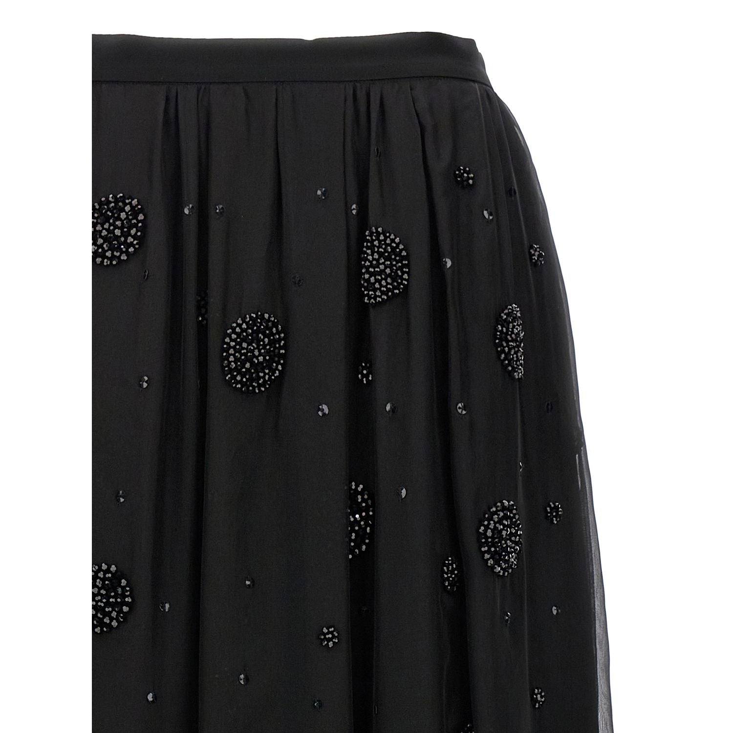 Max Mara Black Silk Midi Skirt