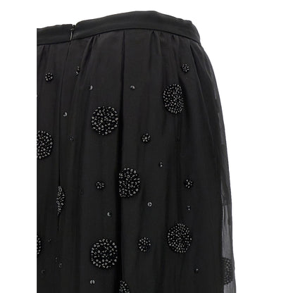 Max Mara Black Silk Midi Skirt