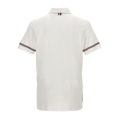 Thom Browne White Cotton Polo Shirt