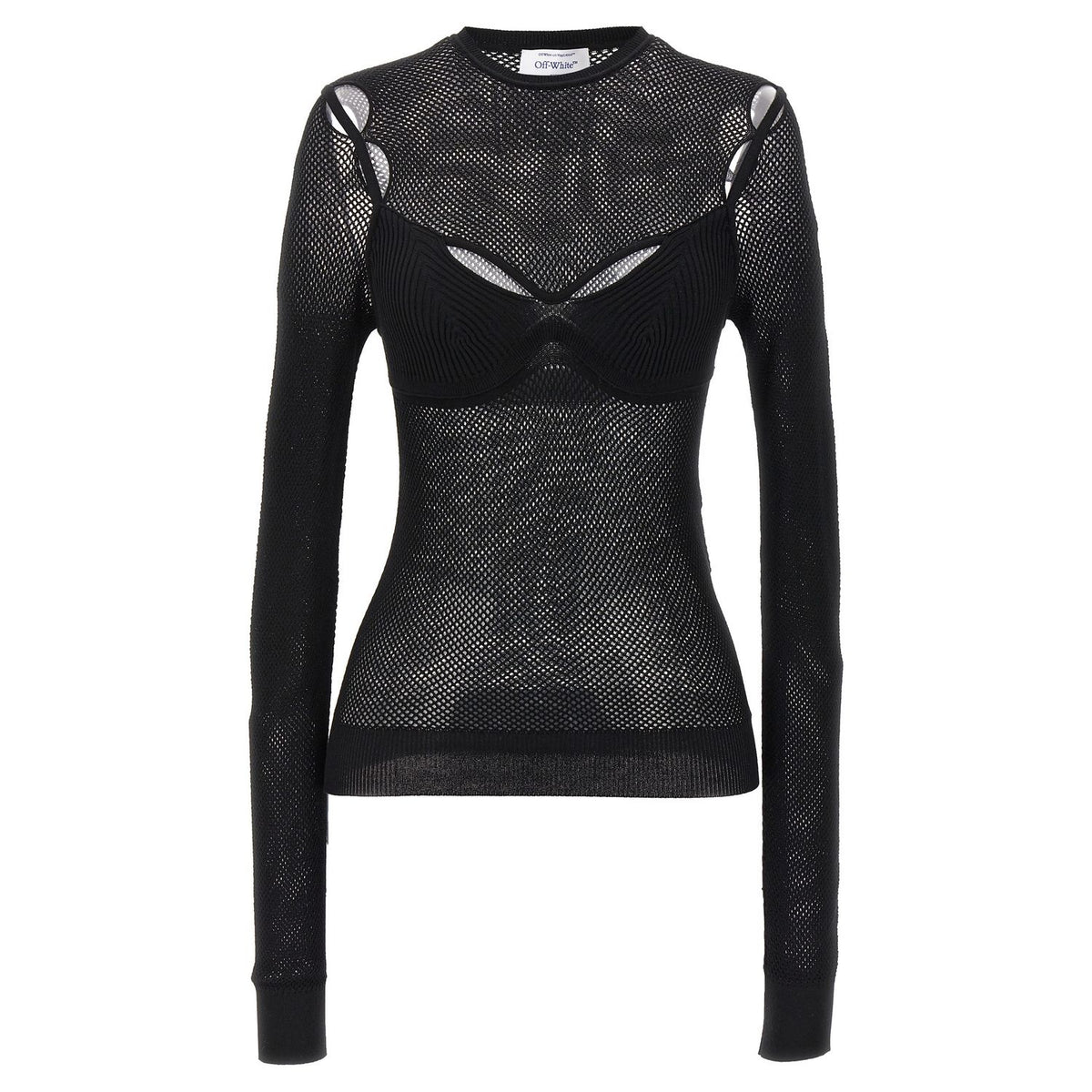 Off-White Black Viscose Tank Tops