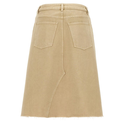 Tory Burch Beige Cotton Midi Skirt