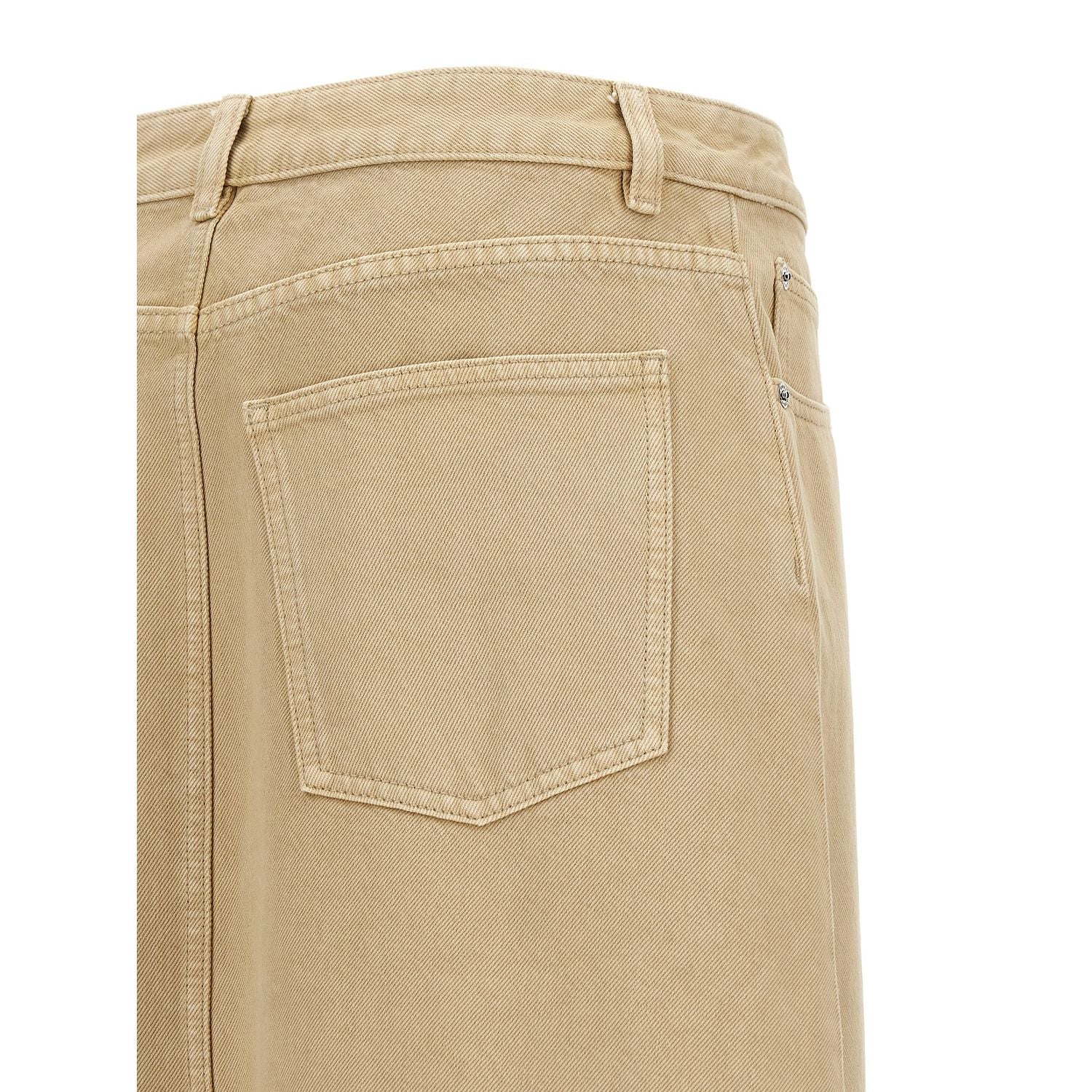 Tory Burch Beige Cotton Midi Skirt