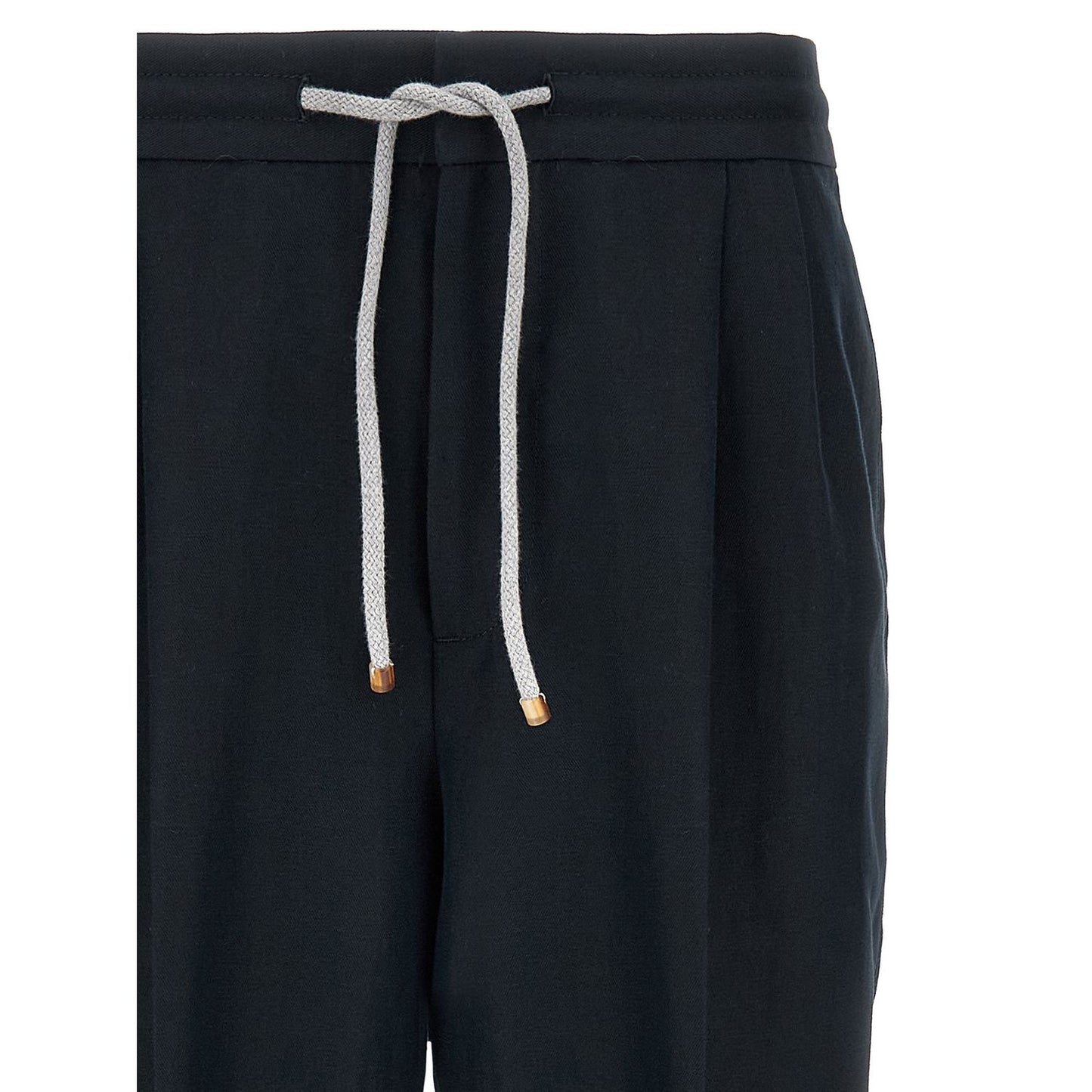 Brunello Cucinelli Blue Linen Casual Pants