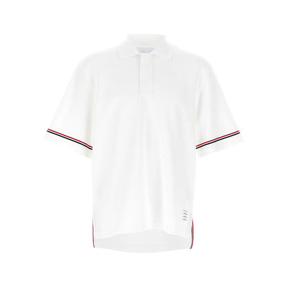 Thom Browne White Cotton Polo Shirt