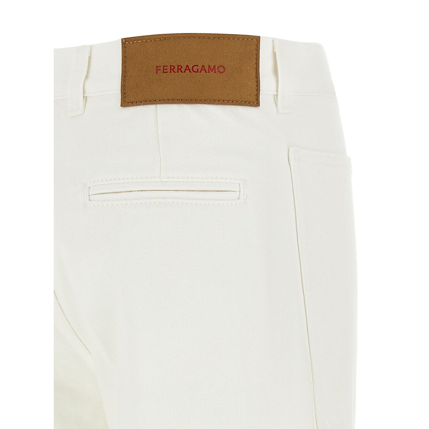 Ferragamo White Cotton Straight-Leg Jeans