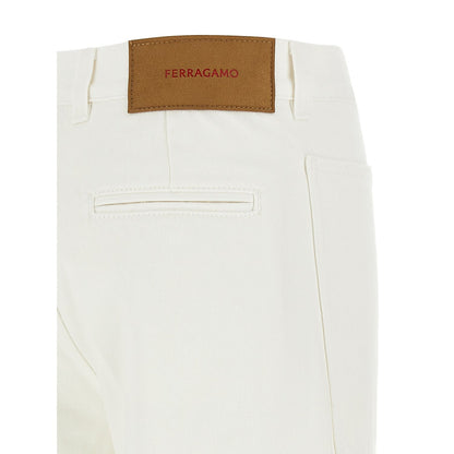 Ferragamo White Cotton Straight-Leg Jeans