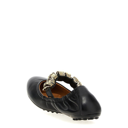 Tod's Black Lamb Leather Ballet Flats