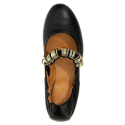 Tod's Black Lamb Leather Ballet Flats