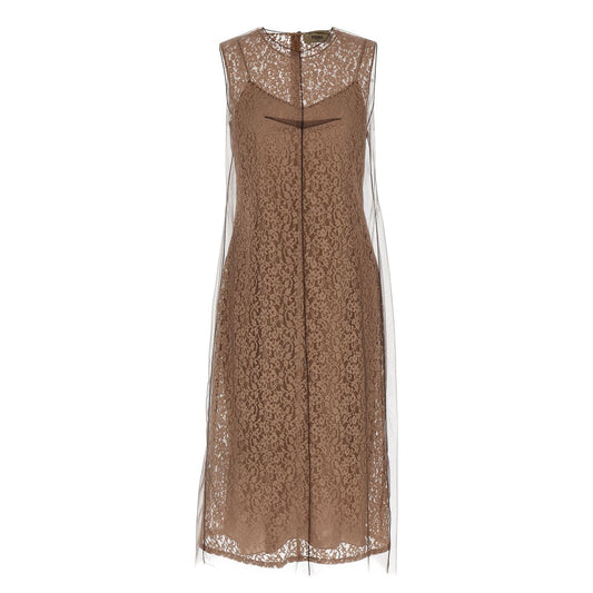 Fendi Beige Cotton Midi Dress