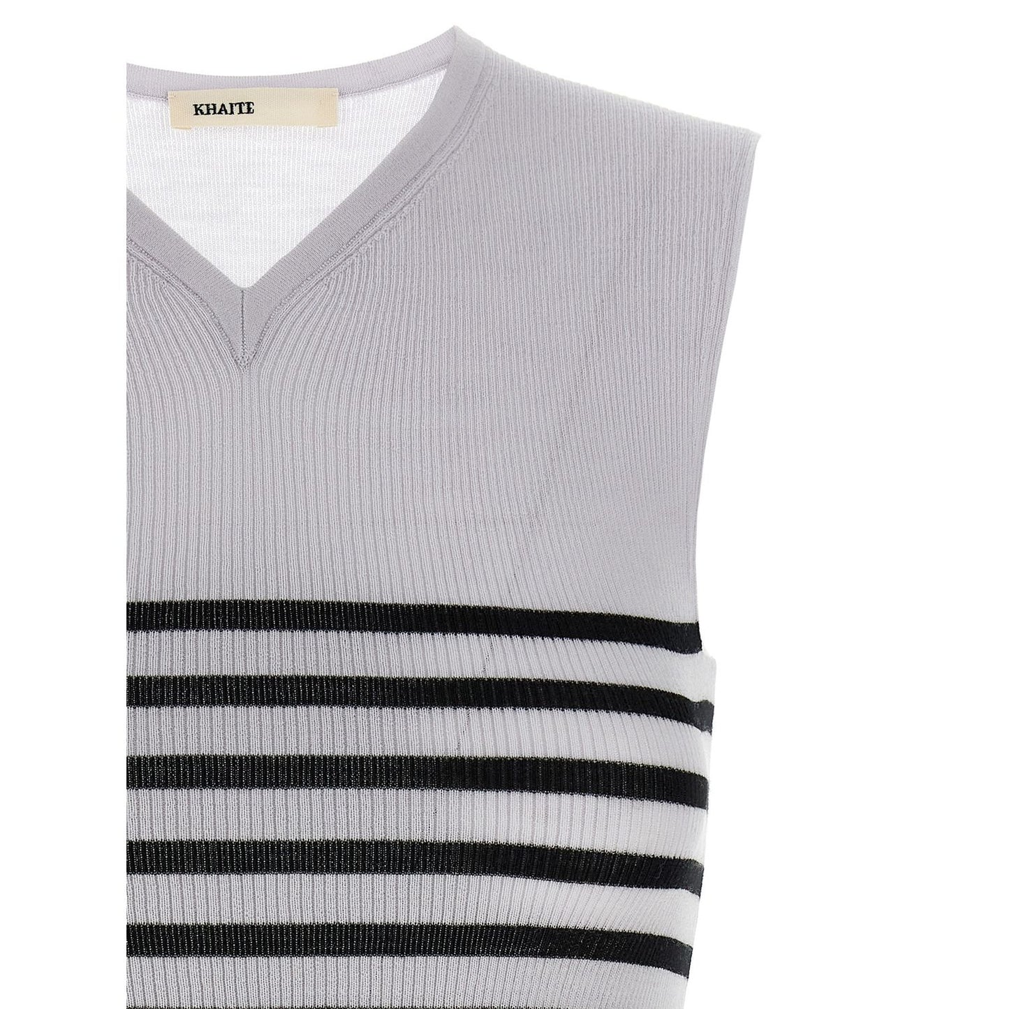 Khaite Bicolor Wool Sleeveles T-Shirt
