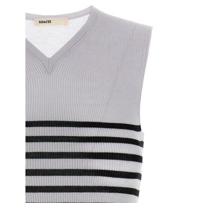 Khaite Bicolor Wool Sleeveles T-Shirt