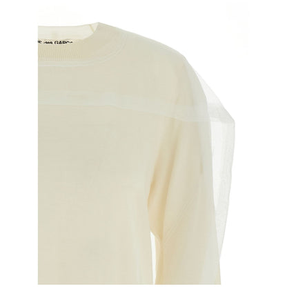 Comme Des Garçons White Wool Cardigan