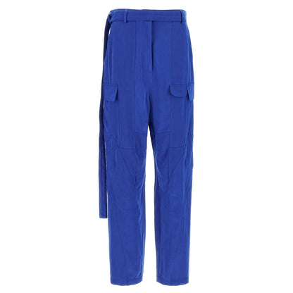 Ferragamo Blue Lyocell Cargo Pants