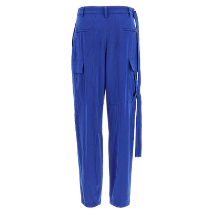 Ferragamo Blue Lyocell Cargo Pants