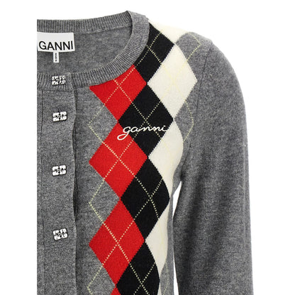 Ganni Gray Merino Wool Cardigan