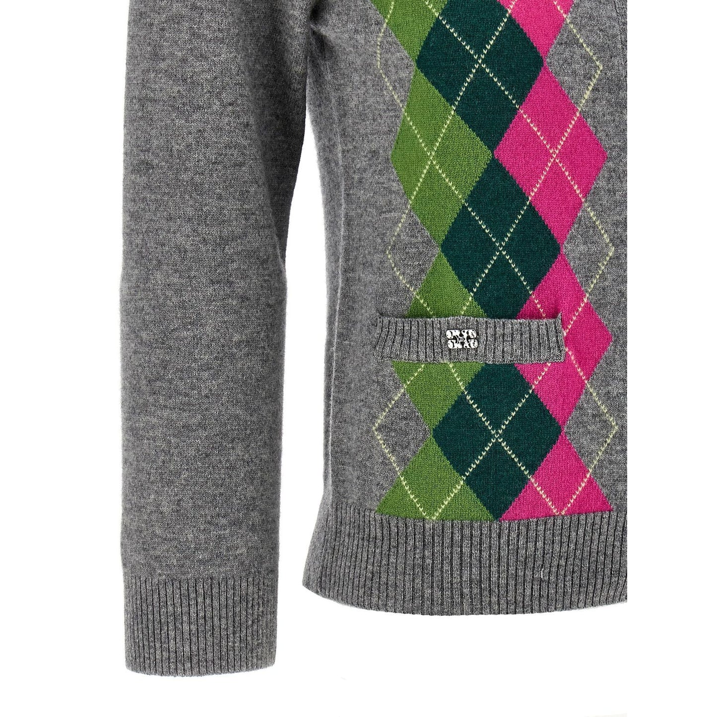 Ganni Gray Merino Wool Cardigan