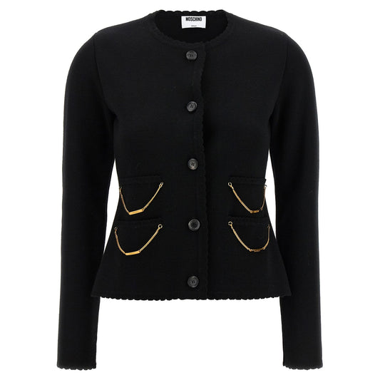 Moschino Black Virgin Wool Cardigan