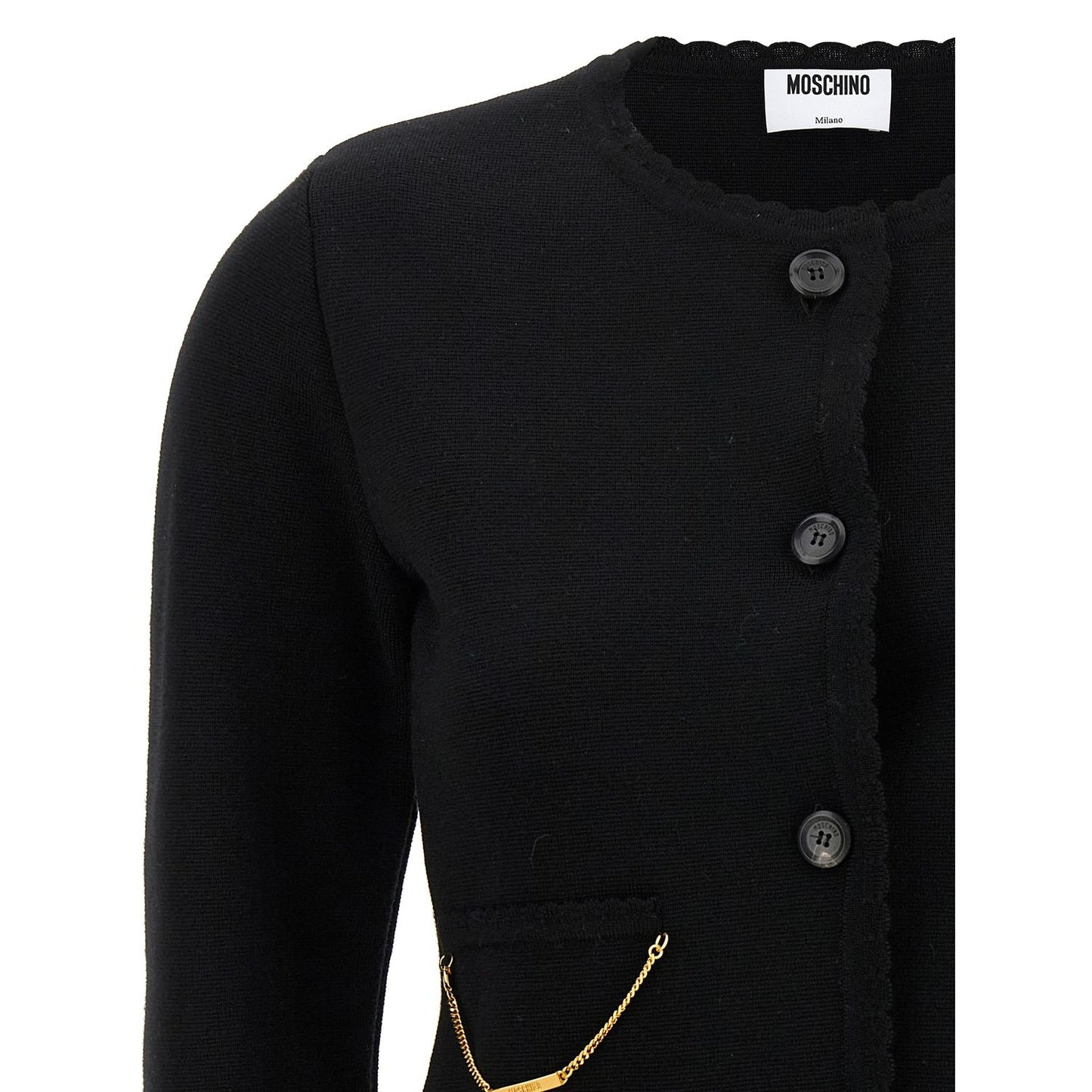 Moschino Black Virgin Wool Cardigan