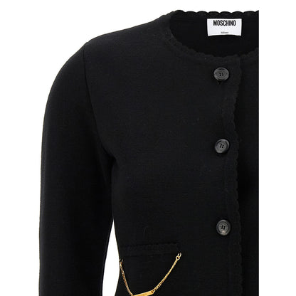 Moschino Black Virgin Wool Cardigan