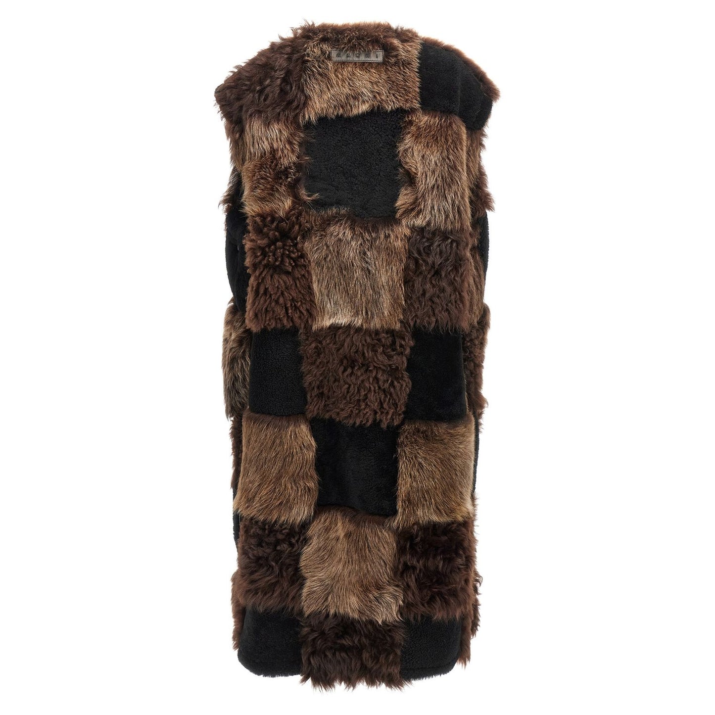 Marni Brown Lamb Fur Sleeveless Jacket
