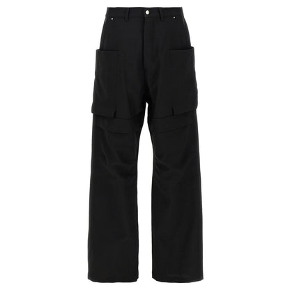 Rick Owens Black Virgin Wool Cargo Pants