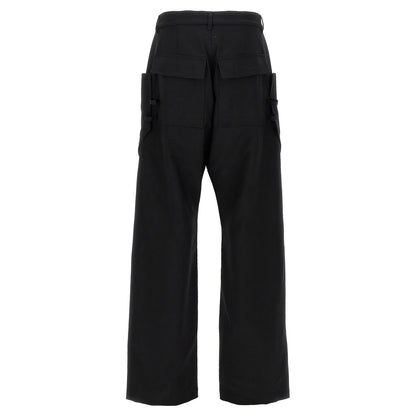 Rick Owens Black Virgin Wool Cargo Pants