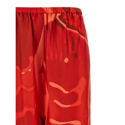 Ferragamo Red Silk Casual Pants