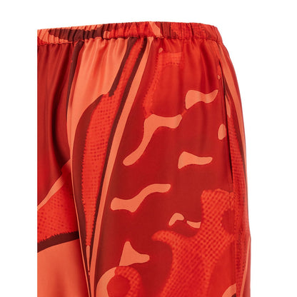 Ferragamo Red Silk Casual Pants