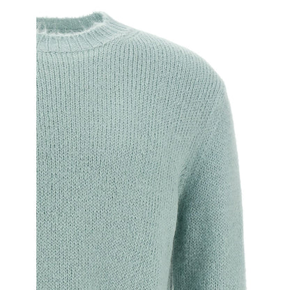 Jil Sander Blue Alpaca Leather Cardigan