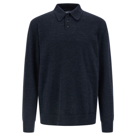 Maison Margiela Blue Wool Polo Shirt