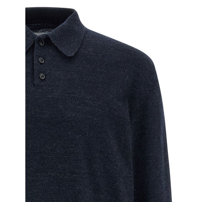 Maison Margiela Blue Wool Polo Shirt