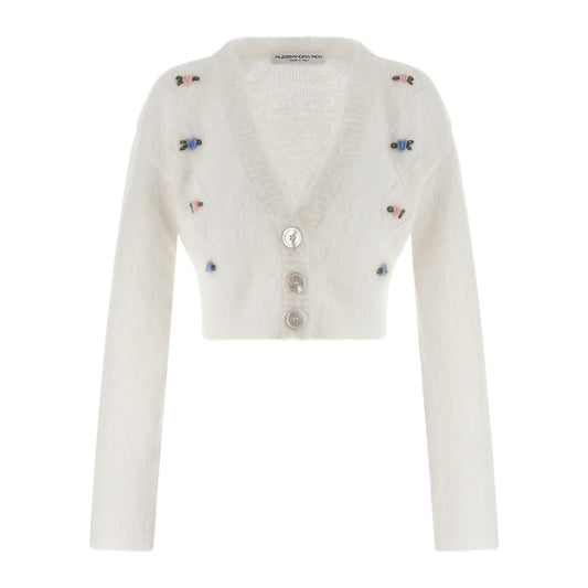 Alessandra Rich White Wool Cardigan