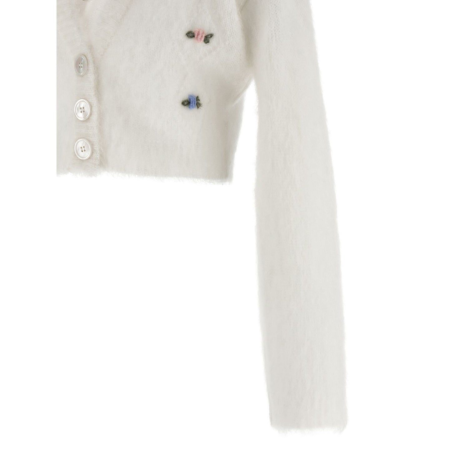 Alessandra Rich White Wool Cardigan