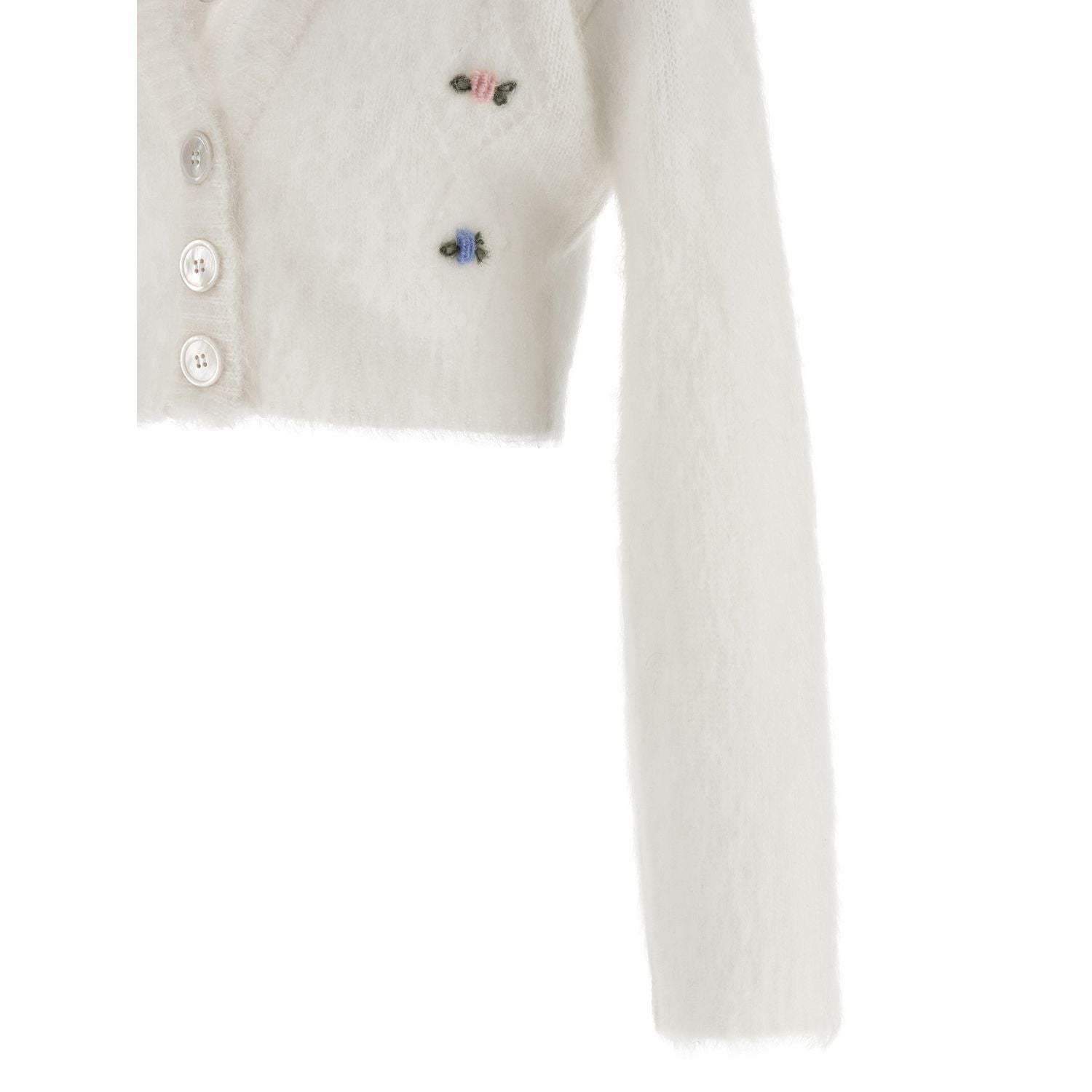 Alessandra Rich White Wool Cardigan