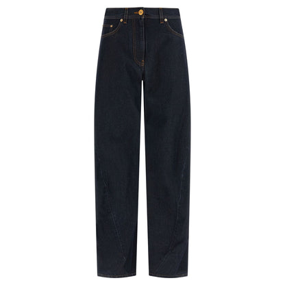 Versace Blue Cotton High-Waisted Jean