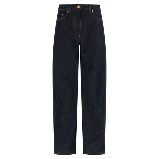 Versace Blue Cotton High-Waisted Jean