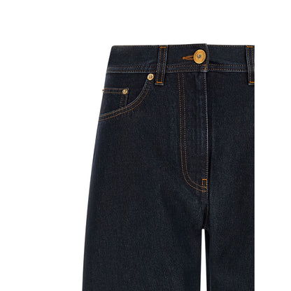 Versace Blue Cotton High-Waisted Jean