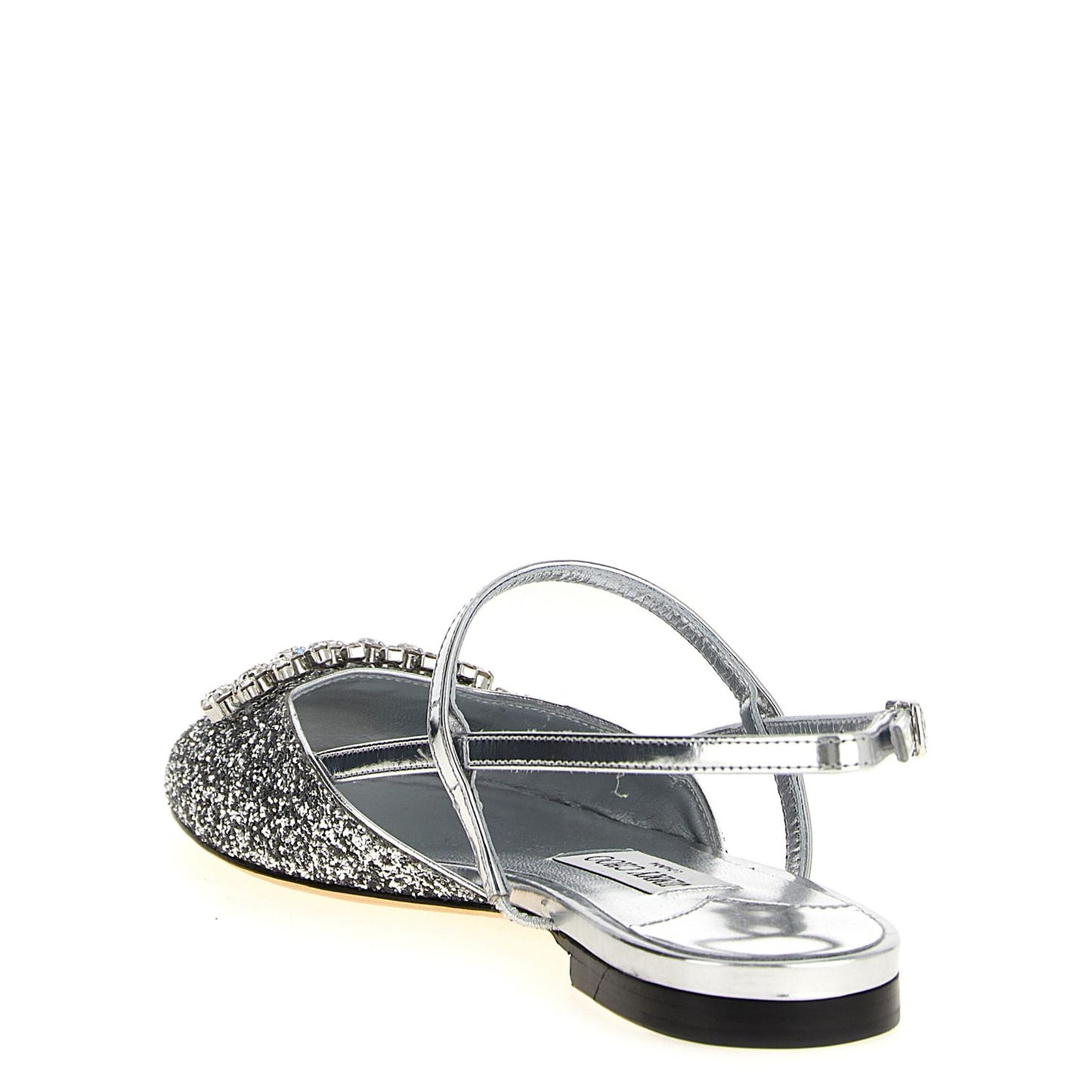 Jimmy Choo Silver Tencel Ballet Flats
