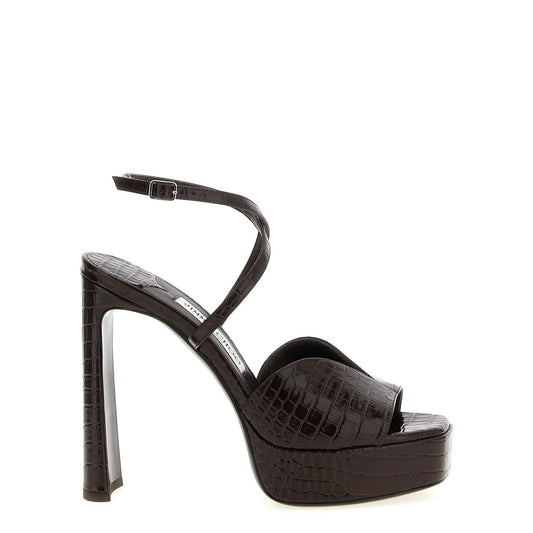 Jimmy Choo Brown Leather Stiletto Heel Sandals