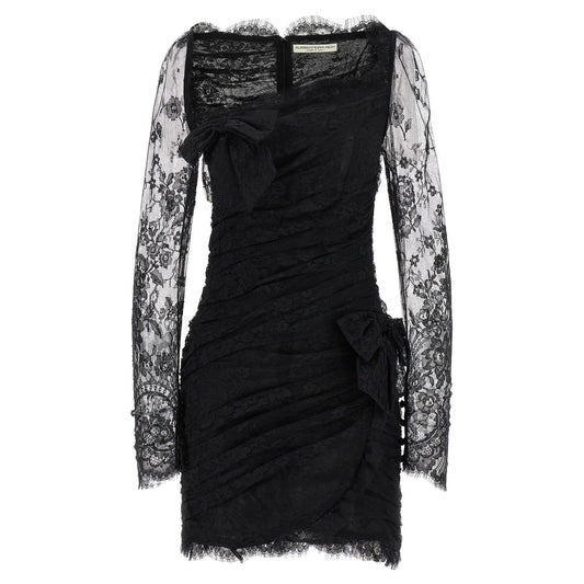 Alessandra Rich Black Organic Cotton Short Dress
