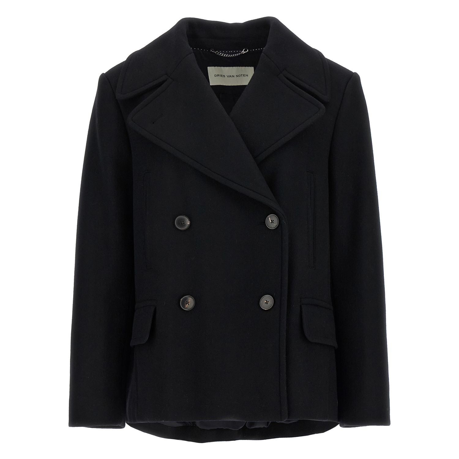 Dries Van Noten Black Wool Coat
