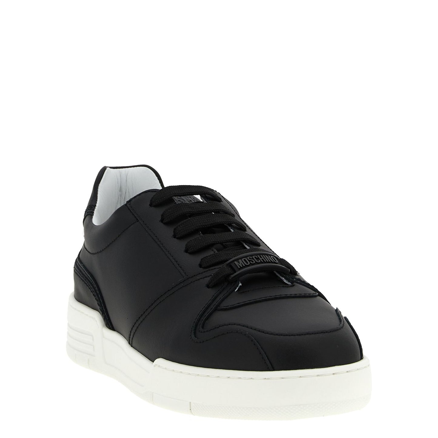 Moschino Black Leather Low Top Sneakers