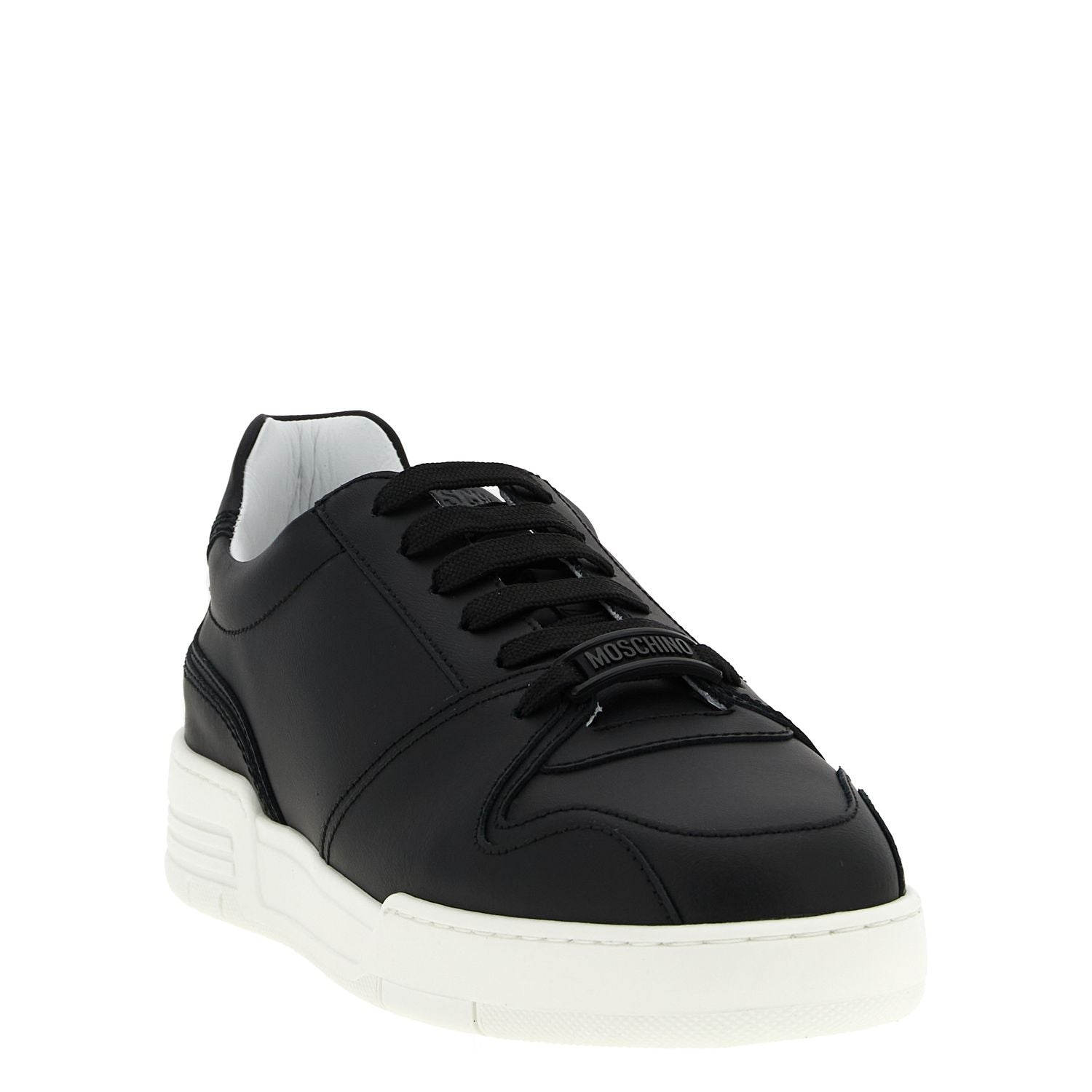 Moschino Black Leather Low Top Sneakers
