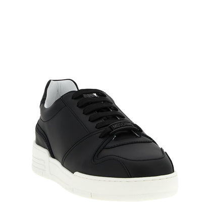 Moschino Black Leather Low Top Sneakers