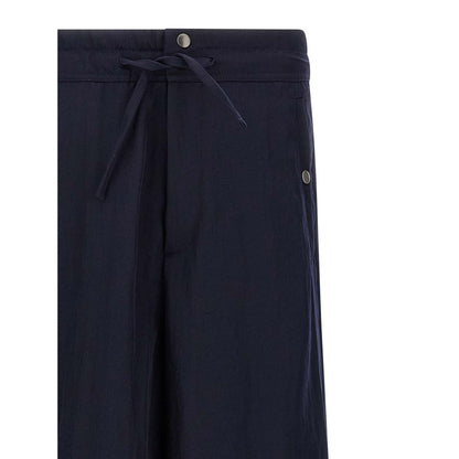 Dries Van Noten Blue Nylon Casual Pants