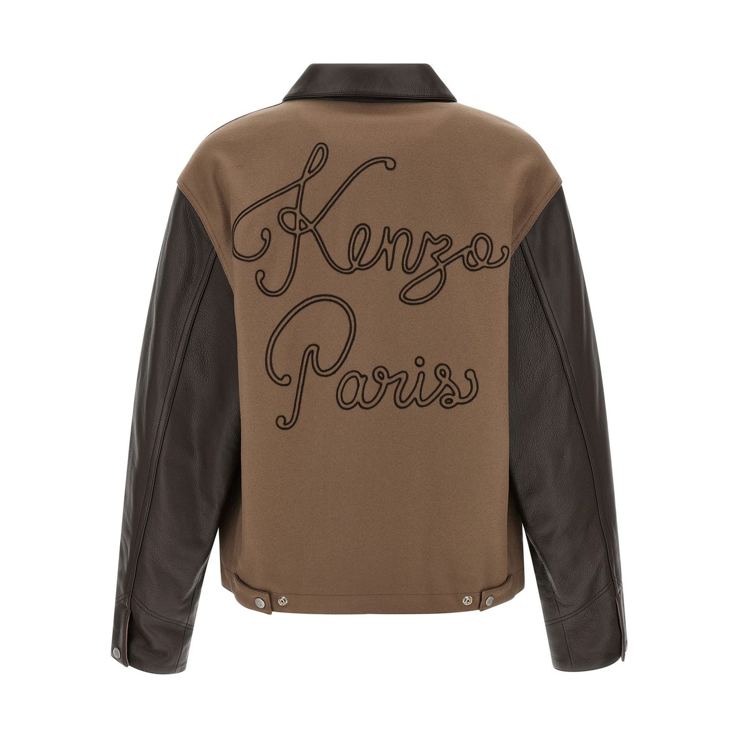 Kenzo Brown Virgin Wool Leather Jacket